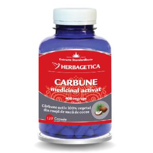 Carbune medicinal activat, 120 capsule, Herbagetica, HERBAGETICA – ofertă, preț și specificații