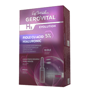Fiole cu acid hialuronic H3 Evolution, 10 fiole*2 ml, Gerovital, FARMEC – ofertă, preț și specificații