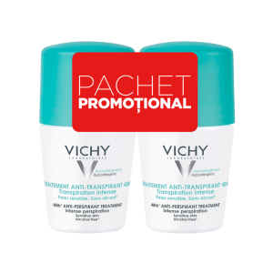 Pachet Deodorant roll-on antiperspirant cu parfum 48h, 50 ml + 50 ml, Vichy, VICHY – ofertă, preț și specificații