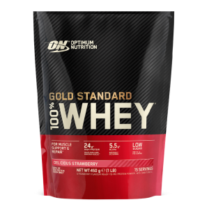 Proteine din zer, pudra proteica, ON 100% Whey Gold Standard, capsuni, 450g, Optimum Nutrition, OPTIMUM NUTRITION – ofertă, preț și specificații