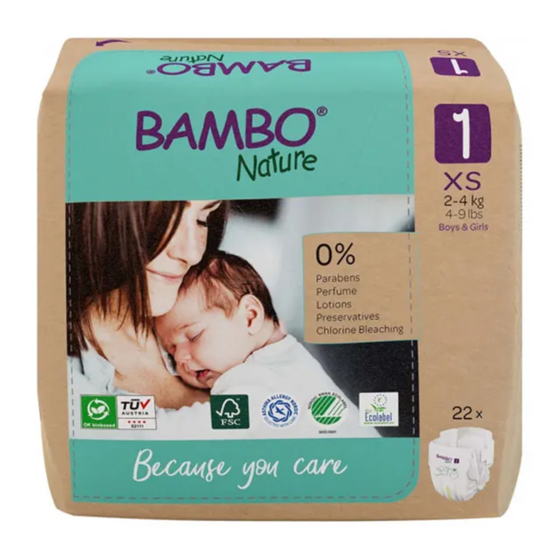 Scutece Ecolabel, marimea 1, 2-4 kg, 22 bucati, Bambo Nature, BAMBO NATURE – ofertă, preț și specificații
