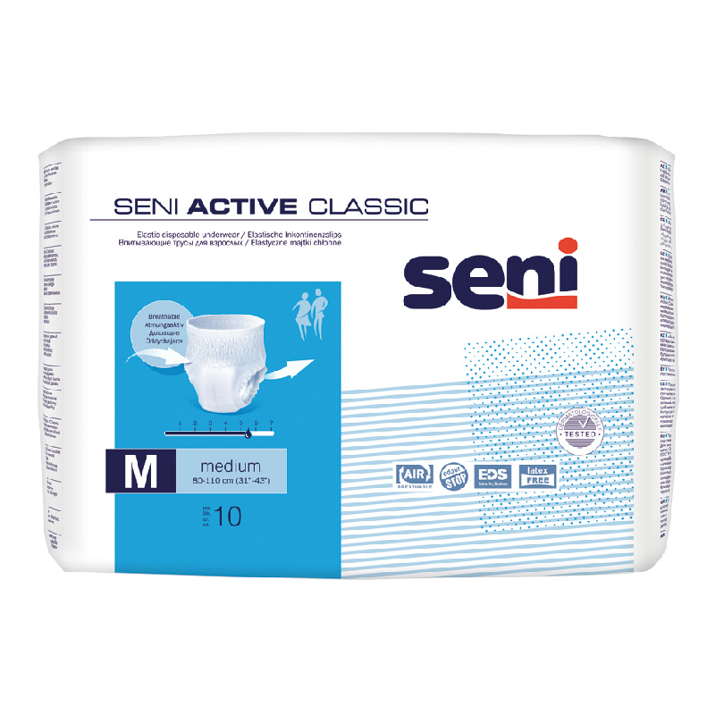 Scutece tip chilot pentru adulti Active Classic Medium, 10 bucati, Seni, SENI – ofertă, preț și specificații