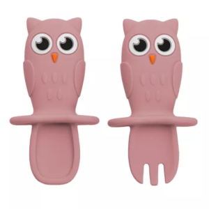 Set Tacamuri din silicon Bufnita, 6 luni+, Old Rose, Appekids, APPEKIDS – ofertă, preț și specificații