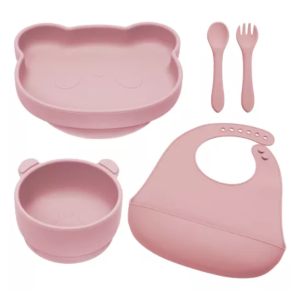 Set diversificare din silicon Panda, 6 luni+, Old Rose, Appekids, APPEKIDS – ofertă, preț și specificații