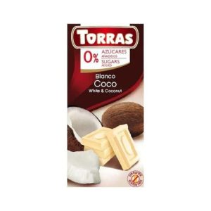 TORRAS Ciocolata alba cu cocos fara zahar si gluten