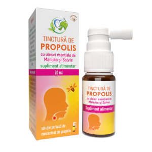 Tinctura de propolis cu uleiuri esentaile de manuka si salvie