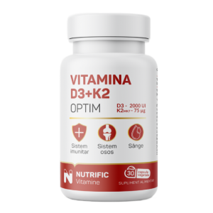 Vitamina D3 2000UI si K2 75mcg Optim