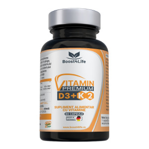 Vitamina D3+K2 Premium (2000 UI), MGCaps®, 60 capsule vegetale, Boost4Life, BOOST4LIFE